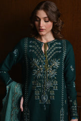BrandsInn-3PC KARANDI EMBROIDERED SHIRT WITH DHANAK EMBROIDERED SHAWL AND TROUSER-BI-4332